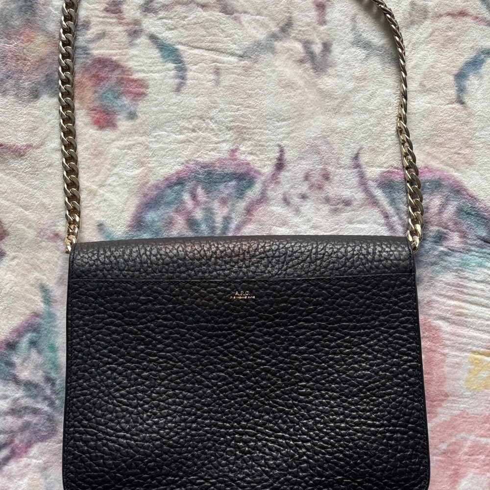 APC Black Leather Chain-Handle Shoulder Bag Women’s Crossbody + Cloth Tote Bag - Picture 6 of 8